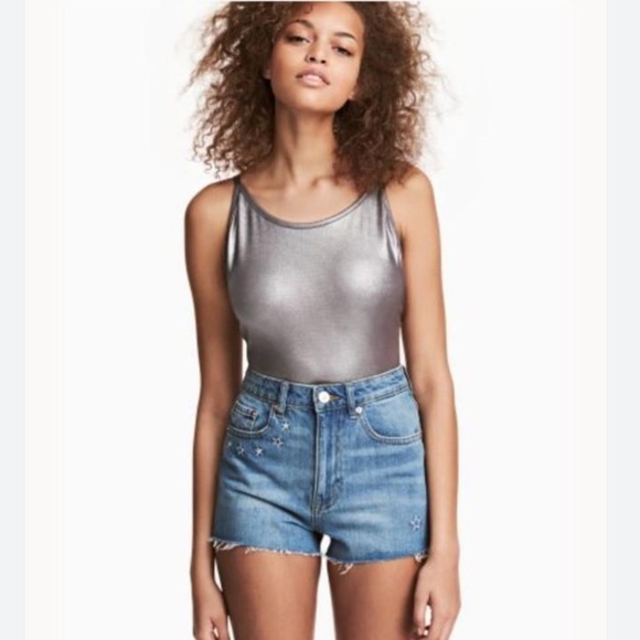 H&M Silver Bodysuit One Piece Metallic small - Picture 1 of 4